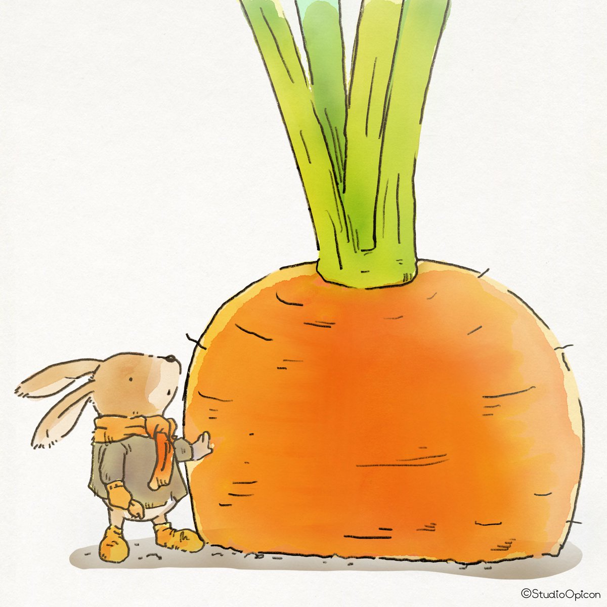 Studioopicon いや そだちすぎー 8月31日は野菜の日 だ そうです イラスト キャラクター うさぎ ウサギ にんじん ニンジン 野菜 動物イラスト 和み系キャラ Illustration Character Rabit Carrot Vegetable Animalillustration