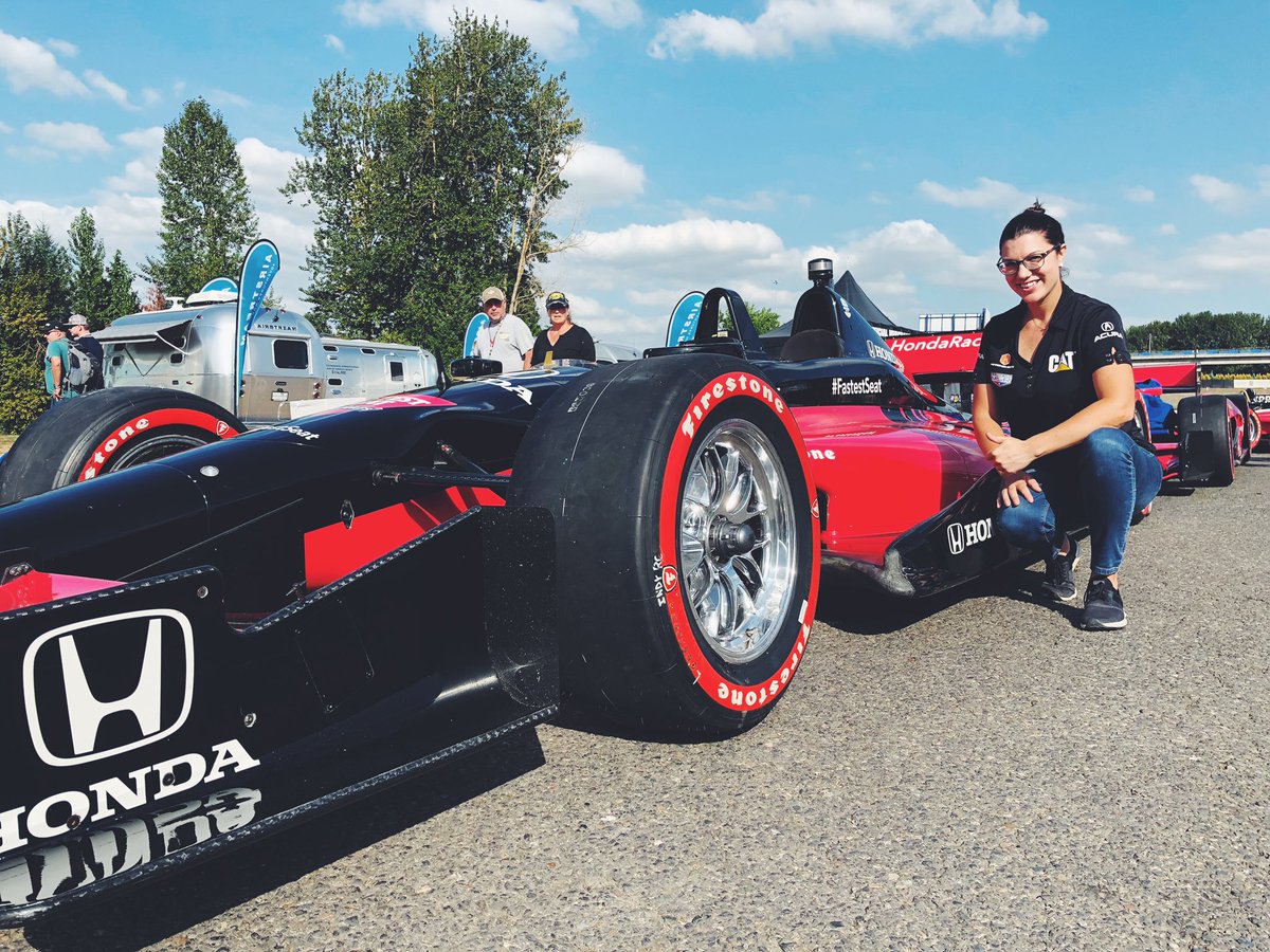 MeyerShankRac's tweet photo. .@katherinelegge feeling right at home in the @IndyCar paddock. She will be leading the field on Sunday. Watch on @IndyCaronNBC! 

#PortlandGP https://t.co/jc41pit52x