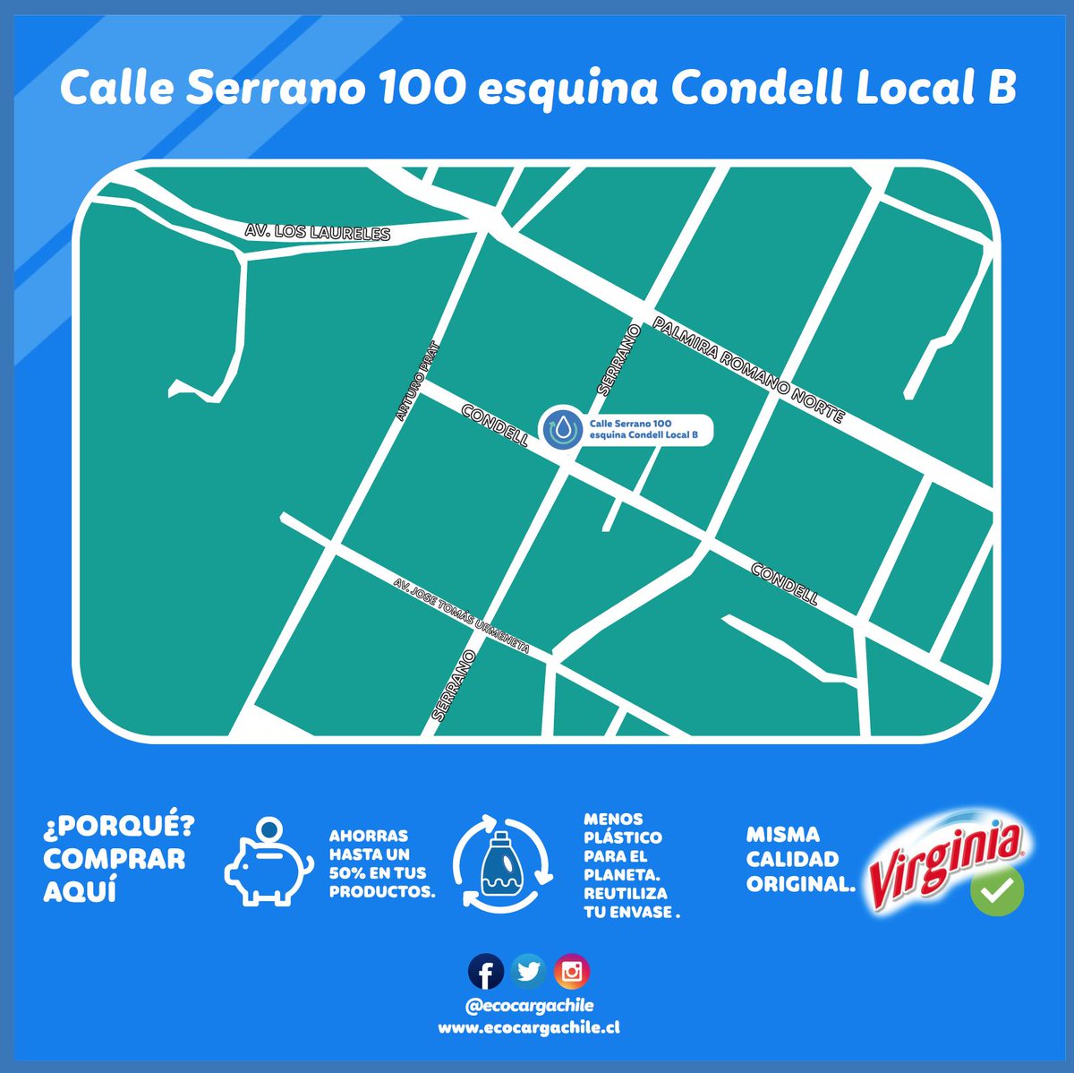 ¡ Atención VECINO de #Limache !
Este 2 de septiembre abrimos nuestras puertas en Calle Serrano 100 esquina Condell local B. Súmate a la manera más consciente con el bolsillo y el medio ambiente de comprar artículos para la limpieza de tu hogar!