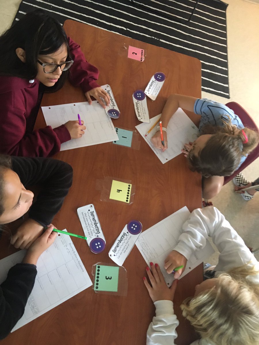 Creating and answering higher level questions! We used Blooms Buttons to answer questions ranging from remembering to creating. Students then created their own yellow (analyzing), orange (evaluating), and red (creating) questions. #bmspatriotproud <a href="/BernardMiddle/">Bernard Middle MSD</a>