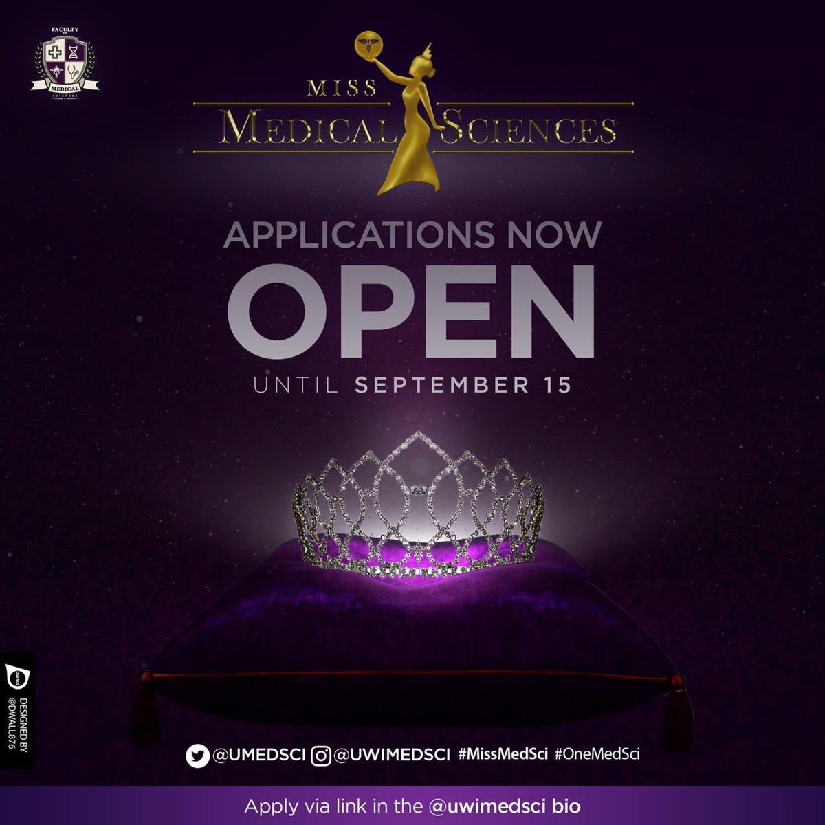UWIMonaGuild's tweet photo. * REPOST AND TAG A FRIEND WHO YOU THINK SHOULD ENTER * ๐
๐ฅApplications are now OPEN until September 15, 2019!!!๐ฅ Apply using the link in the @uwimedsci bio ๐
#MissMedSci2019
#OneWinner ๐๐ฅ
#OneTitle ๐ธ๐ฝ๐ธ๐ธ๐ป๐ธ๐ผ
#OneCrown๐ https://t.co/HEpBMU0ocg