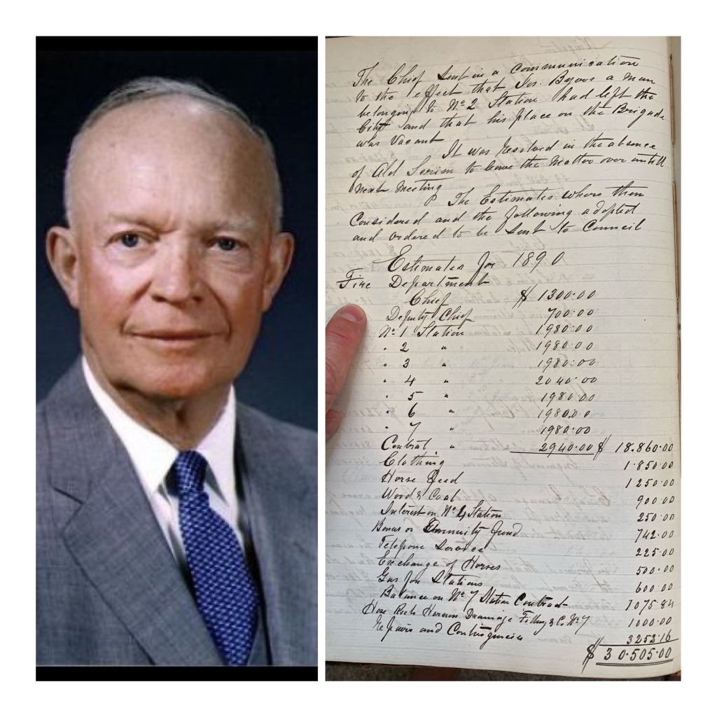 “There is no victory at bargain basement prices.” - Dwight D. Eisenhower

This General &amp; President knew that protecting citizens required investment.

1890 the year Eisenhower was born, <a href="/OttFire/">Ottawa Fire Services</a> had a budget of $30,505.00  

New risks carry new costs.

<a href="/TomDodd77/">Tom Dodd</a> <a href="/OPFFALocal_162/">Ottawa Firefighters L162 🇨🇦</a>