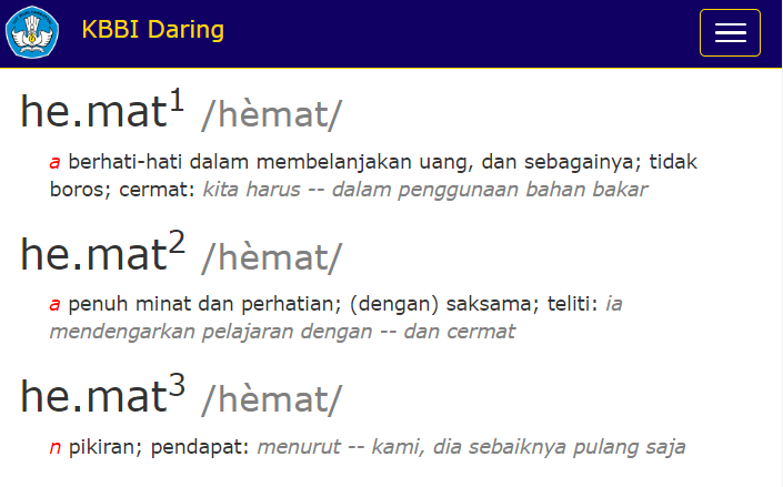 Ivan Lanin On Twitter Pengamatakungl Karena Hemat Homonim Yang Punya Lebih Dari Satu Arti Pada Hemat Saya Hemat Berarti Pendapat Https T Co Yn2gqrbizb Https T Co Q5tltiqwxw Twitter