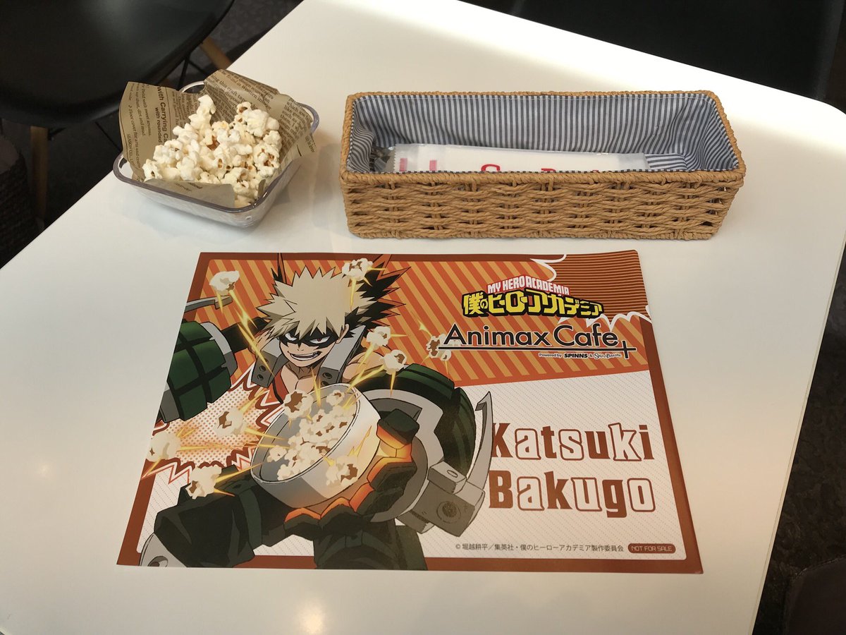 animax_cafetasu's tweet photo. 「#僕のヒーローアカデミア」コラボカフェ、本日も11時オーブン！
今日からは「爆豪」のランチョンマットをプレゼント！ https://t.co/P2qGM8uAuh