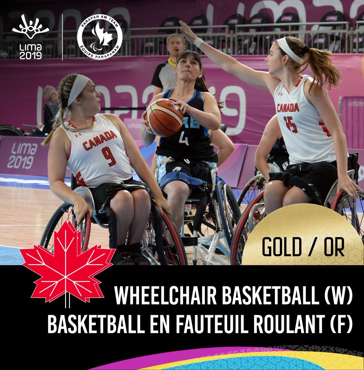 CDNParalympique's tweet photo. Tout un match pour l'équipe féminine de @WCBballCanada; après avoir tiré de l'arrière pendant la première mi-temps, elle est revenue dans le match pour l'emporter sur les États-Unis par 67-64 #Lima2019 🥇 https://t.co/aMiNK5CpmU