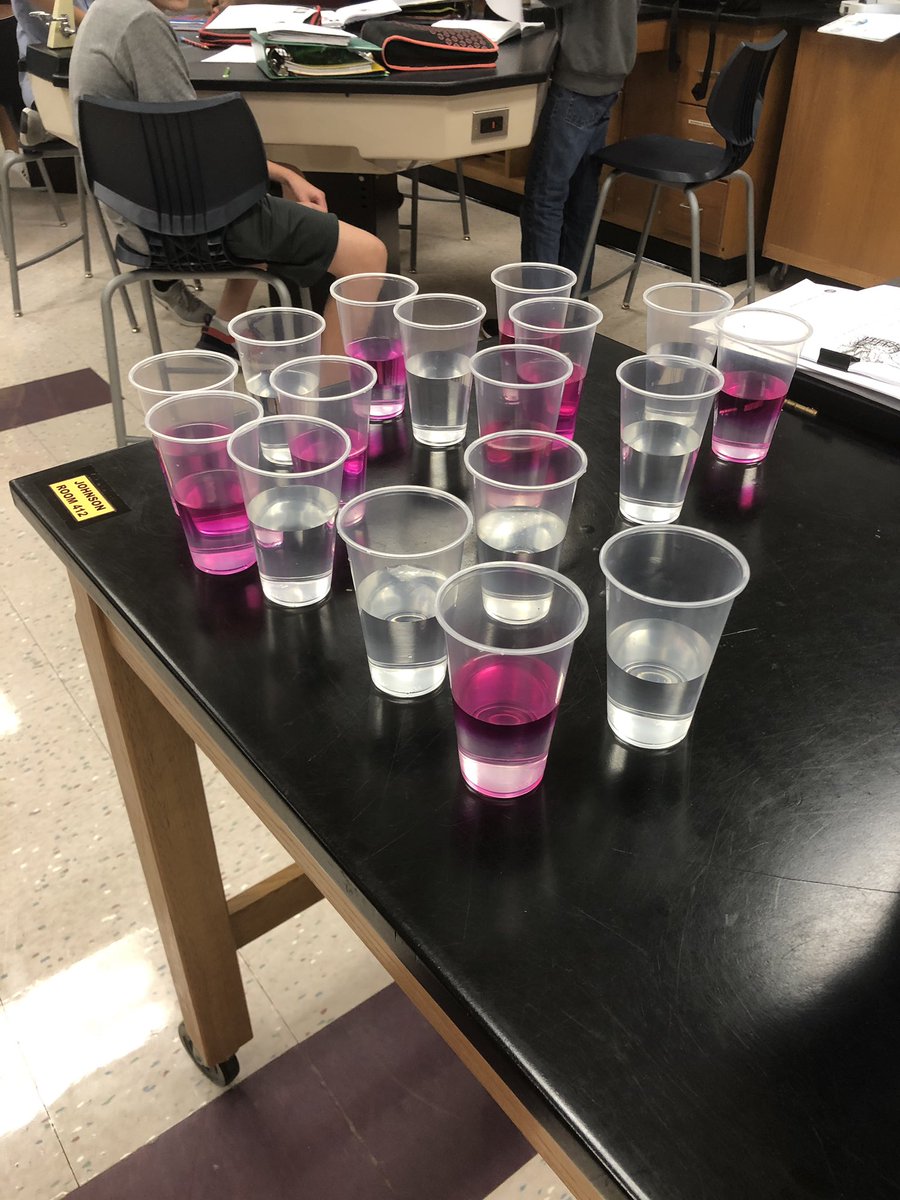 JohnsonScience's tweet image. Exploring how fast (and easily) viruses spread. Did your cup turn pink or were you clear from contracting Ebola?  #HMSscience  #proudtobeabronco #scienceisfun