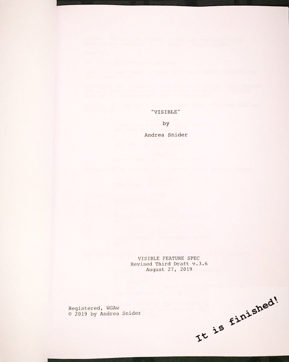 AndreaSnider's tweet photo. It is finished! Can’t wait to see what happens next! 😱😱😱 #VISIBLEmovie #FeatureFilm #Specscript https://t.co/5X4W6LjAnO