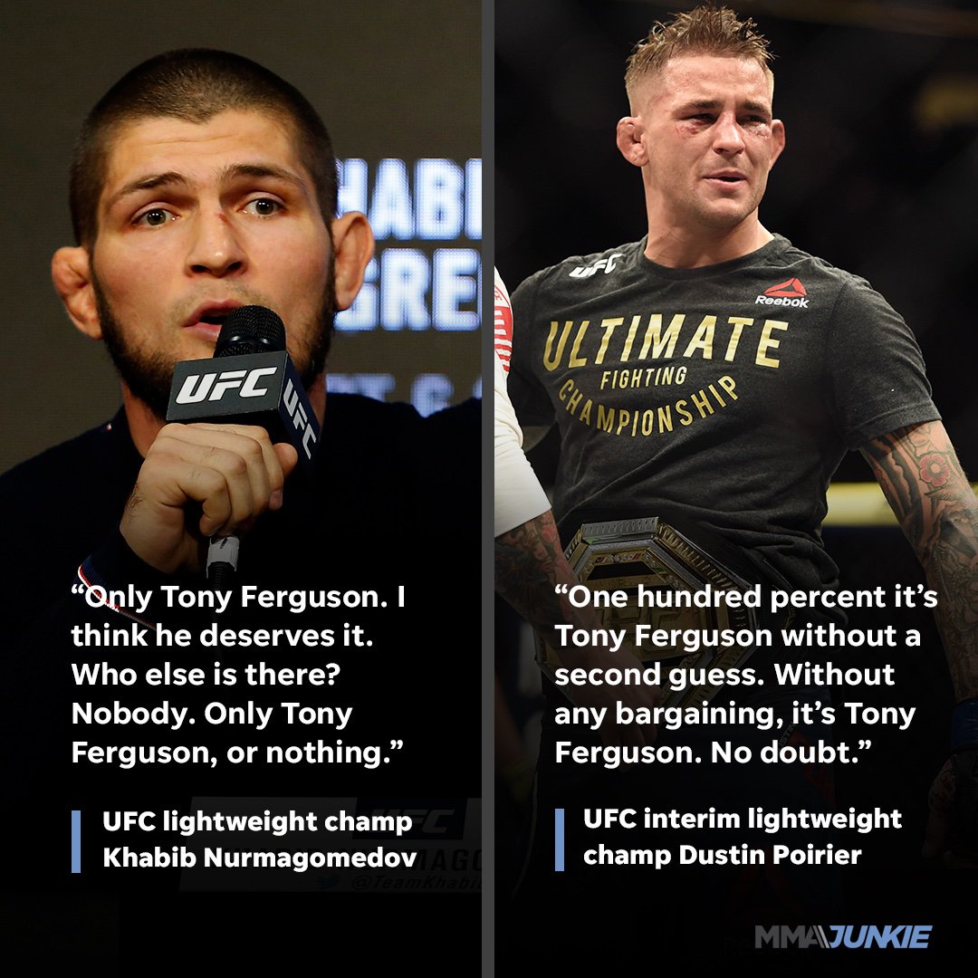 MMAJunkie's tweet photo. Both Khabib Nurmagomedov and Dustin Poirier agree: @TonyFergusonXT deserves next after #UFC242.

More: https://t.co/AH2vOz74iw https://t.co/yoE75APqSc