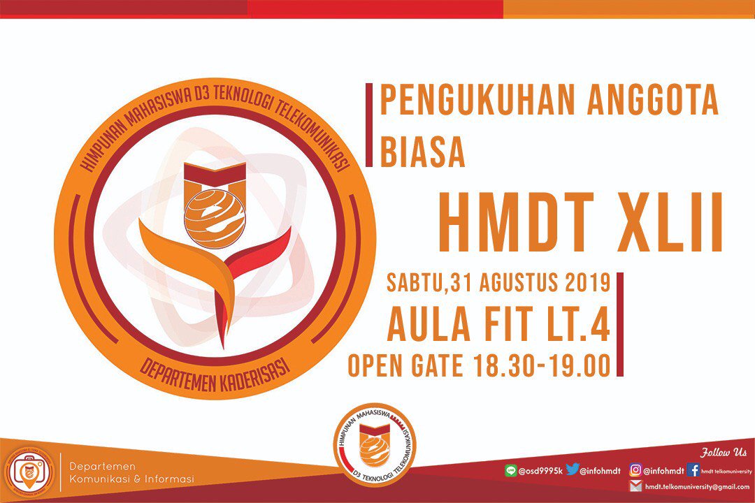 infohmdt's tweet photo. [ PENGUKUHAN ANGGOTA BIASA HMDT XLII ]

Persiapkan diri kalian untuk menjadi generasi HMDT yang berkualitas. Sampai berjumpa di Pengukuhan nanti👏👏

#DepartemenKaderisasi
#KabinetWiraMuda
#HMDT
#SanggupMampuBisa https://t.co/LUSq1yKoSz