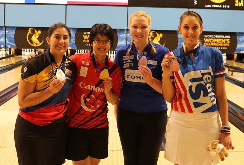 USBC's tweet photo. Singapore’s Cherie Tan claimed the final gold medal at the 2019 World Bowling Women’s Championships, only the second gold medal for Singapore. Colombia’s Maria José Rodriguez took the silver while Finland’s Sanna Pasanen and Team USA’s Daniell McEwan earned bronze.
#WBWC2019 https://t.co/Gl4sHP37i2