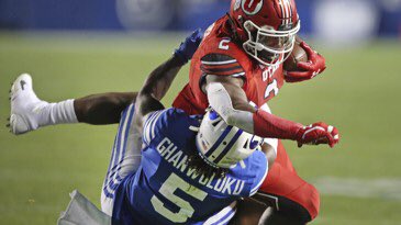 UtahMan1850's tweet photo. We have arrived in the #Roadto62
Win #62 - 8/29/2019 - Zach Moss ran for 187 yards and a TD and Francis Bernard and Julian Blackmon has pick-6s as Utah won their 4th straight at LES over the Cougars 30-12 https://t.co/FI9kuN3P8L