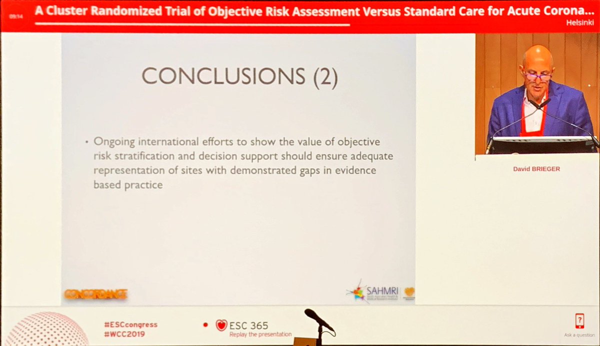 DrMarthaGulati's tweet photo. Routine implementation of the GRACE risk score did not increase use of GRT likely a result of better than expected performance in control hospitals➡️intervention didn’t impact care #ESCCongress @escardio  I love when negative trials present bc important to see this too! #wcc2019 https://t.co/D9myg1lAJG