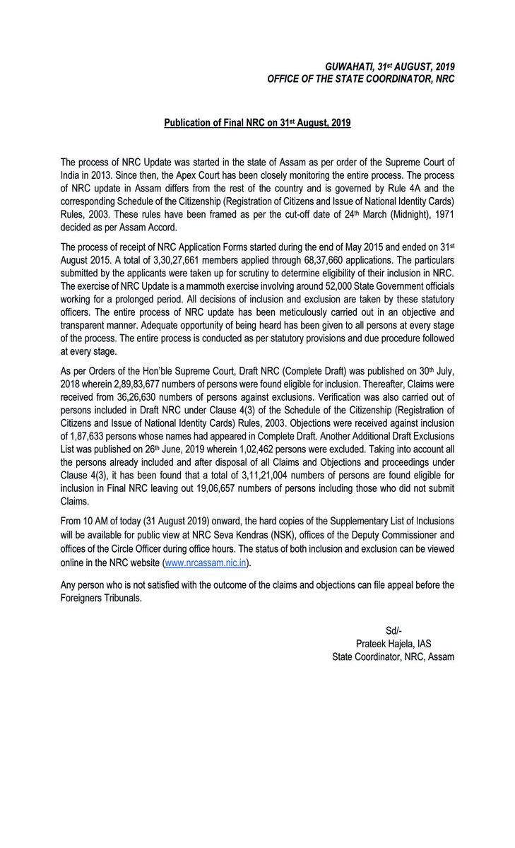 NRC Updation Assam tweet media