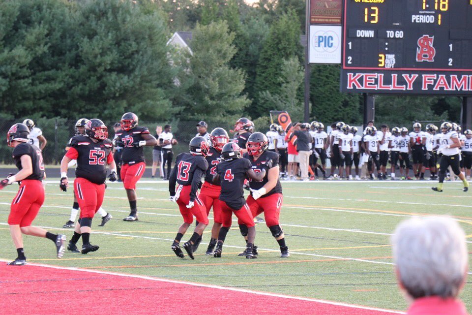 ASHSCavaliers's tweet photo. Spalding Football wins their first game of the season at Home! #GoCavs #RedOut #Spalding #RowdyRed https://t.co/E9TTV2NNky