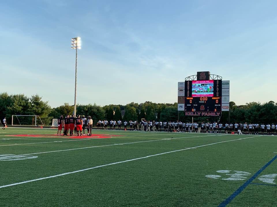 ASHSCavaliers's tweet photo. Spalding Football wins their first game of the season at Home! #GoCavs #RedOut #Spalding #RowdyRed https://t.co/BQNkUv13no