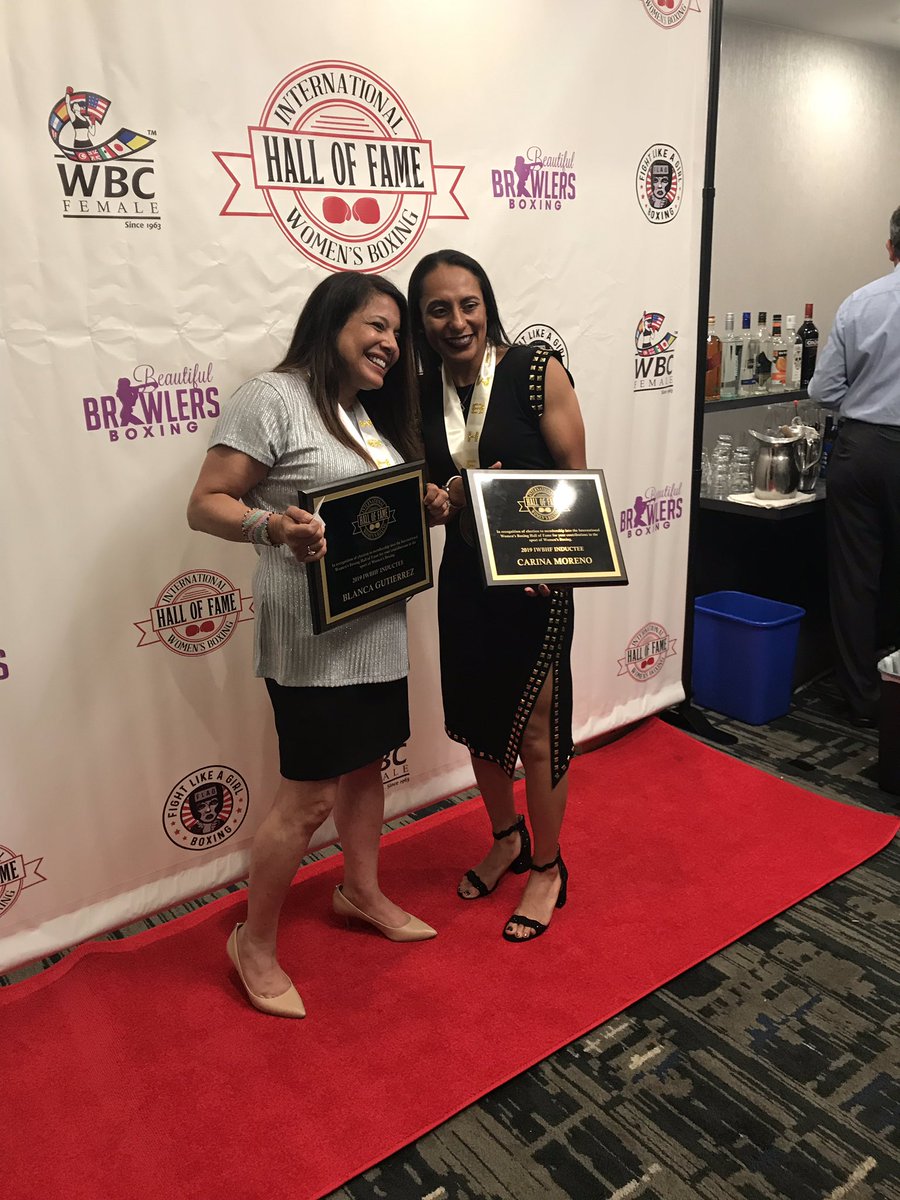 Robbie1Kenobi's tweet photo. 2019 International Women’s Boxing Hall of Famer Carina Moreno (right) with her biggest fan ... and fellow 2019 inductee Blanca Gutierrez. A #boxing 🥊 friendship and sisterhood that has traveled many roads together. #IWBHF2019 #womensboxing #BeautifulBrawlers #BabyFaceBoxing https://t.co/DMWvF6Hdsq