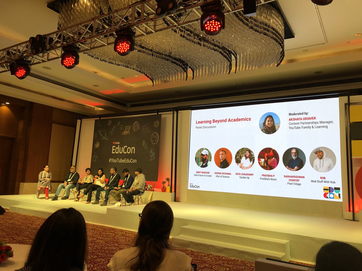 What a diverse set of Learning channels at a #YouTubeEduCon panel - Safal Future in Cricket, d’Art of Science, Garden Up, Pratibha’s Music, Pixel Viilage, Mad Stuff With Rob ! <a href="/YTCreatorsIndia/">YouTube Creators India</a> <a href="/YouTubeIndia/">YouTube India</a>