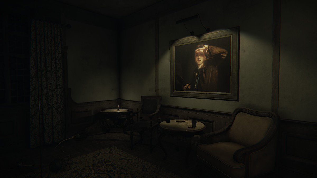 Minimal97 Layers Of Fear ジャンプスケアも少ないし 死ぬってこともないし レビューにあった とても丁寧に作られたお化け屋敷ゲーム がぴったりだった 振り返ったら家具が絵になってるぞ