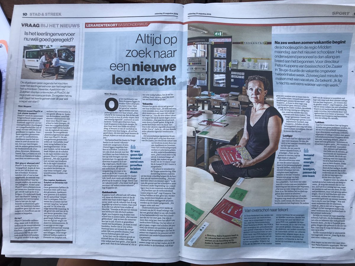 Heeft u het artikel gezien 🙂?! En vooral niet onbelangrijk het laatste stukje: ‘We hebben iemand benoemd, een meester!’