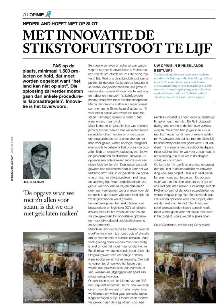 MASvhelvoort's tweet photo. Innoveren ook voor PAS de sleutel naar gebiedsontwikkeling. Collega Ruud Broekman in @BBnieuws. #gebiedsontwikkeling #pas #stikstofuitstoot https://t.co/M97mS9K0HM
