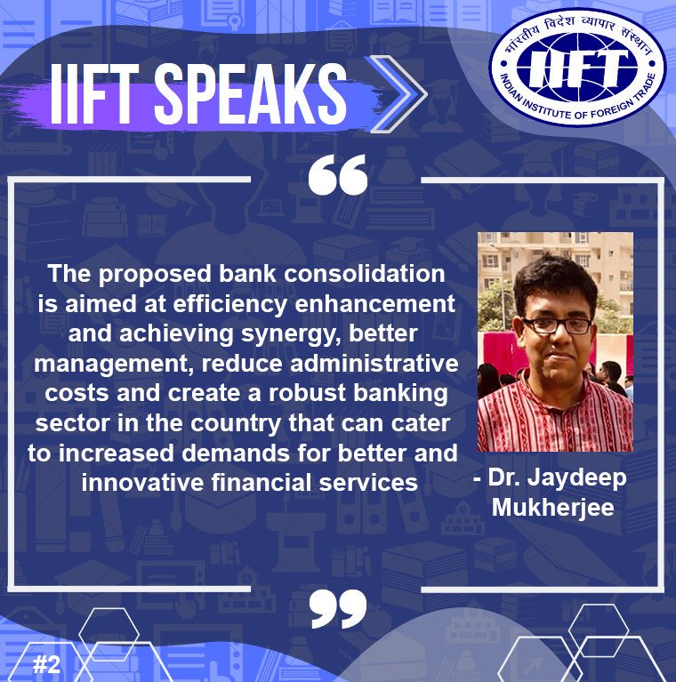 iift1963's tweet photo. Dr. @jaydeepm74, associate professor at IIFT, his views on the recent announcement of mega-merger of PSU banks

#EconomyCrisis #EconomicSlowdown #BankMerger #IIFT https://t.co/I9s5nKAOpD