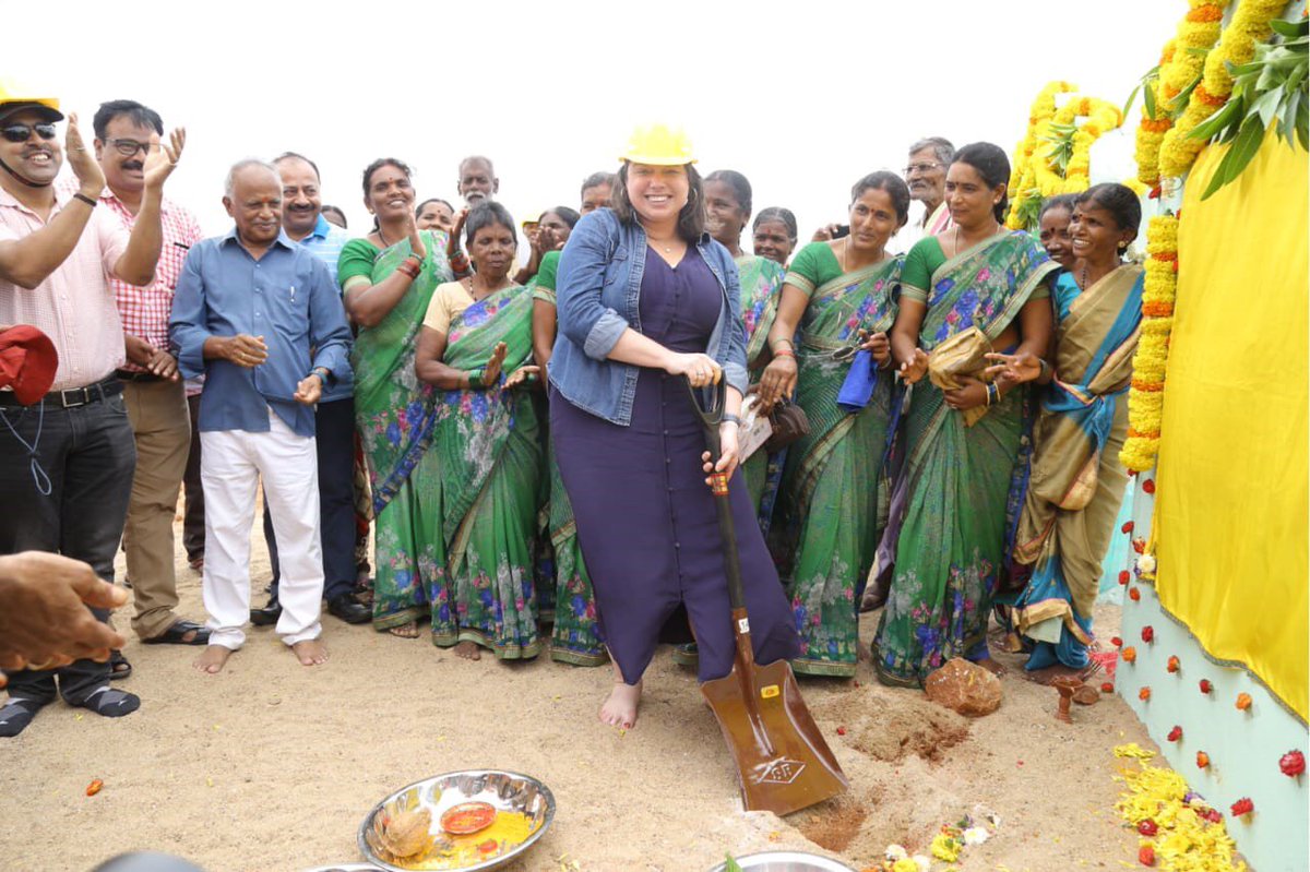 SDattamazumdar's tweet photo. Ground breaking ceremony by Julie Gehrk @jgehrk  VP Programs for 
@walmartorg. Secondary food processing unit,Kuderu mandal, to empower women lead Rythu Nestam Farmer Producer Company (RNFPC). @walmartorg foundation project Anantapur, AP, India by @ICRISAT https://t.co/sQOfyyZfYl
