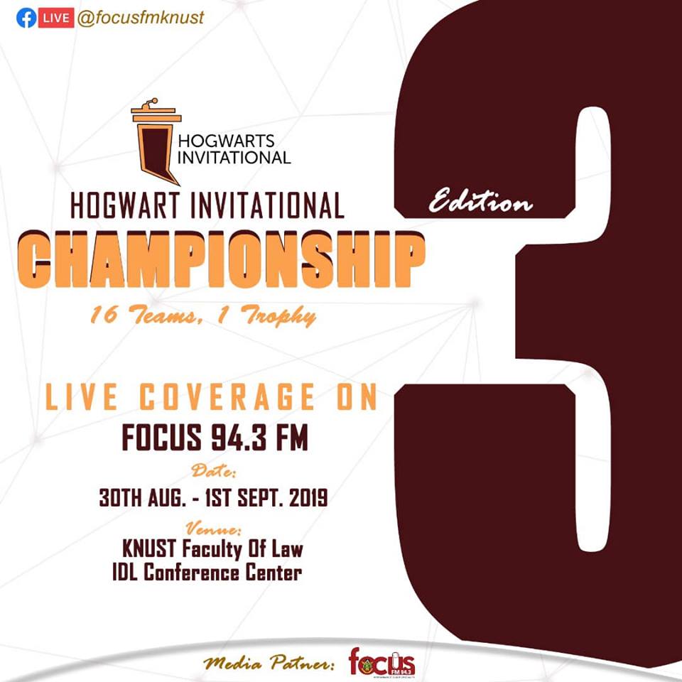 knustfocusfm's tweet photo. The greatest debaters in Ghana are meeting to battle it out in KNUST.

Who wins the 3rd Edition of the   HOGWARTS INVITATIONAL ROUND ROBIN Championship.

Join us from today, 31st August to Tomorrow 1st September.

@HDebate19
 
#HogwartDebate19
#FocusNewsRoom https://t.co/USOC4mPuUB