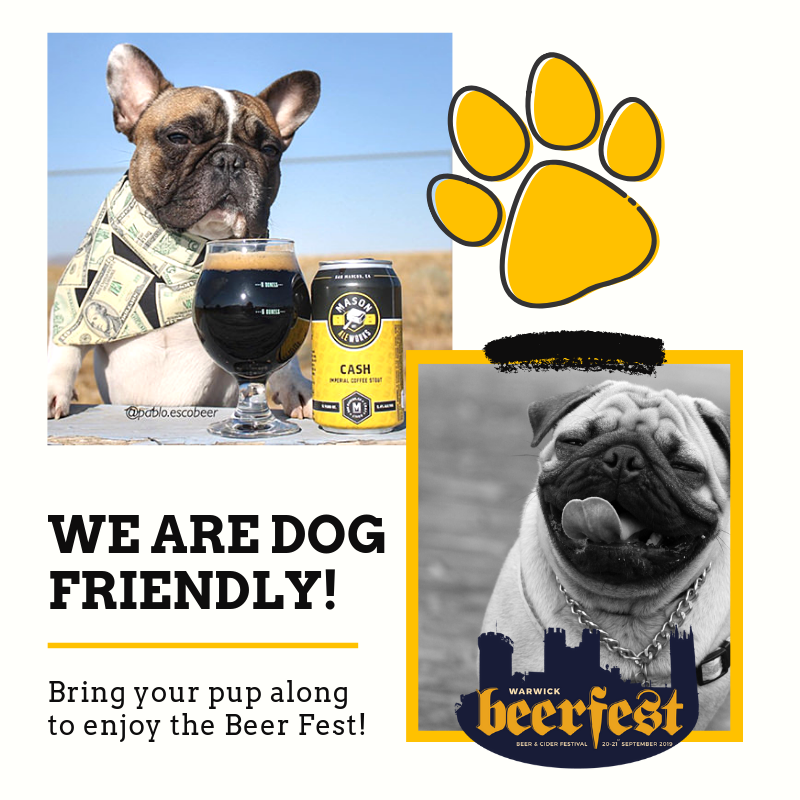FestWarwick's tweet photo. We're Dog-Friendly! 

No need to leave your pup at home, bring them along to the Warwick Beer Fest and we'll make sure there's snacks and plenty of water to keep them happy!

#mansbestfriend #alsowomansbestfriendthou #doglovers #dogfriendly #beer #festival #warwick https://t.co/7IJb1cqidD