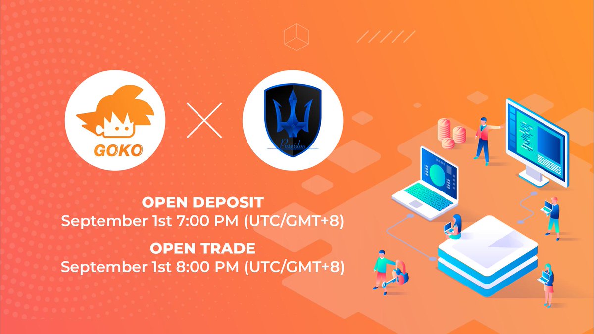 poseidon_cryp's tweet photo. We are grateful to announce the listing of Poseidon / $PON on Goko Exchange.

$PON deposit will be available on 2019/09/01 07:00 PM (GMT+8)
PON/USDT trading pair will be available on 2019/09/01 08:00 PM (GMT+8) https://t.co/TCiUHybYqt