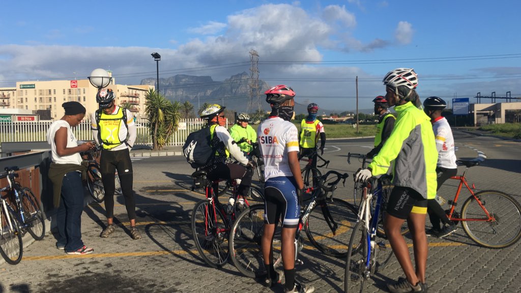 BradyLeanne's tweet photo. Thanks to the @TSIBAed crew for riding with us to #mobilewomen in Gugs this morn to discuss mobility and gender based violence — because gender is everybody’s business ✨🚲 @BicycleMayorCT @sterring @bexonbikes @GuerreraCasas @OpenStreetsCT #bicycle #GBV #safety #openstreets https://t.co/Rddkwpob3m