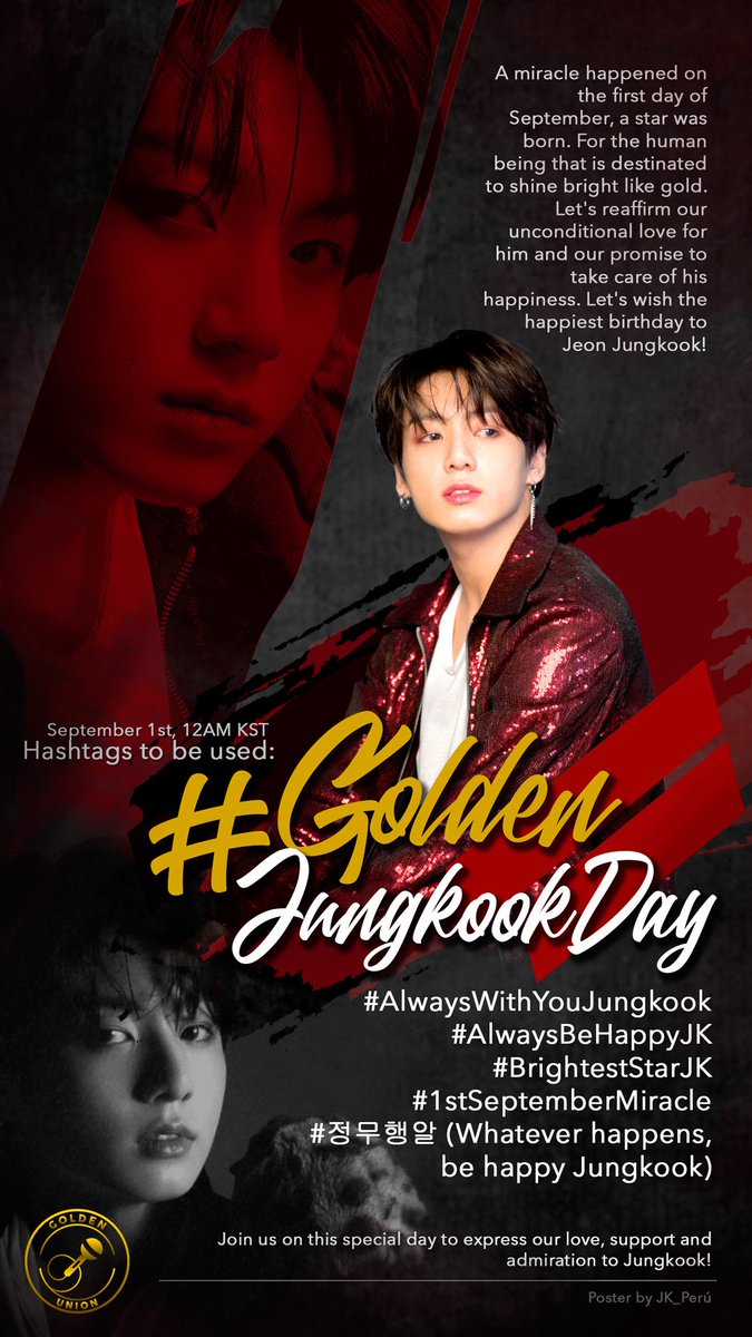 UniversBTS_'s tweet photo. [INFO] Essas são as hashtags que vamos usar no dia 1º de setembro, às 12h (horário de Brasília), em comemoração ao aniversário de Jungkook 

#/GoldenJungkookDay
#/AlwaysWithYouJungkook
#/AlwaysBeHappyJK 
#/BrightestStarJK
#/1stSeptemberMiracle
#/정무행알 
 https://t.co/ovVHiQkgeR