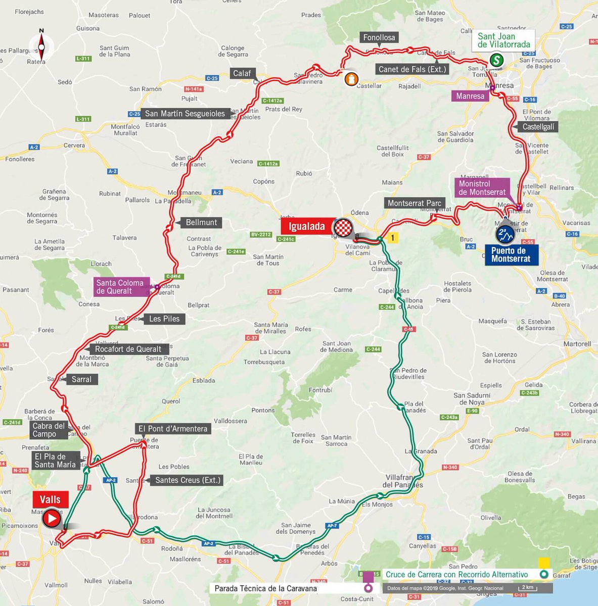 BHRVictorious's tweet image. Stage 8⃣ 
🚩 Valls
🏁 Igualada 
🛣️ 166.9km 
🕐 12:58-13:12
🕠 17:22-17:50
➡️ Hilly course that can favour attackers. If not a win from the break, a reduced sprint finish is expected.

#LaVuelta19