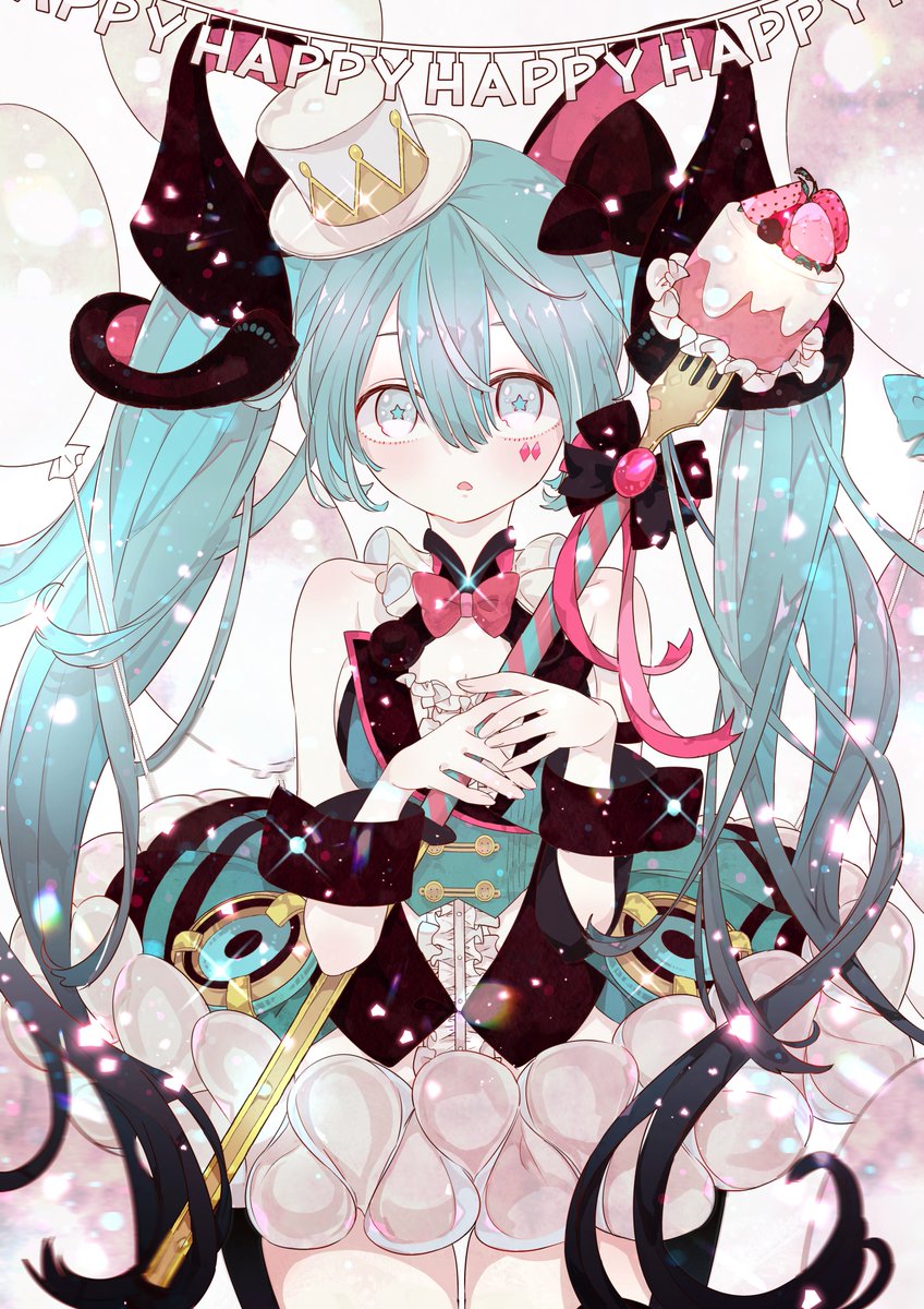 hatsune miku 1girl hat solo long hair twintails white headwear top hat  illustration images