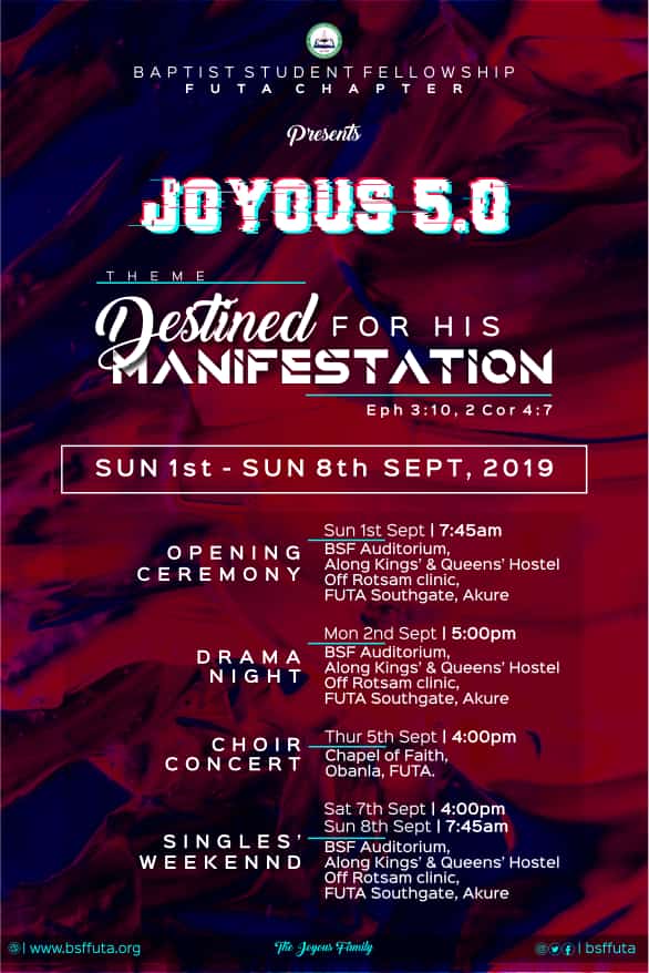 Phil_PKay's tweet photo. #joyous5 is here! 😍😍 @jccf_futa @FUTARadio931FM @FUTAkure @JohnSeyiAlamu @Bahmex004 @tobiojekanmi @tobi_oyetunji @Sammy_Forte @Babsimeon @depo_Hosea @OyewoleTimothy9 @OniosunTemidayo @waleAOT @colonelmeshach @BeyondFuta @ake_oj @AyorindeAjayi5 @bsffuta @DemolaEesuola @ace_ade https://t.co/Pvtxk0goQD