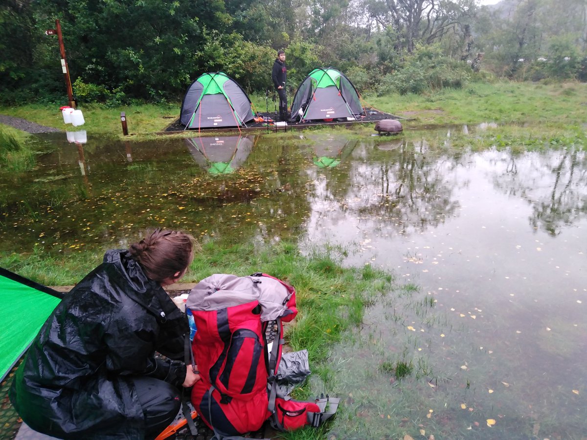 StMagsDofE's tweet photo. Final day! Still raining! Partially flooded campsite but pupils doing so well and showing great character in unrelenting conditions!!
All underway and making good progress. Think there should be a Silver+ Award!
#silverdofe #finalday https://t.co/pe1SwiimtI