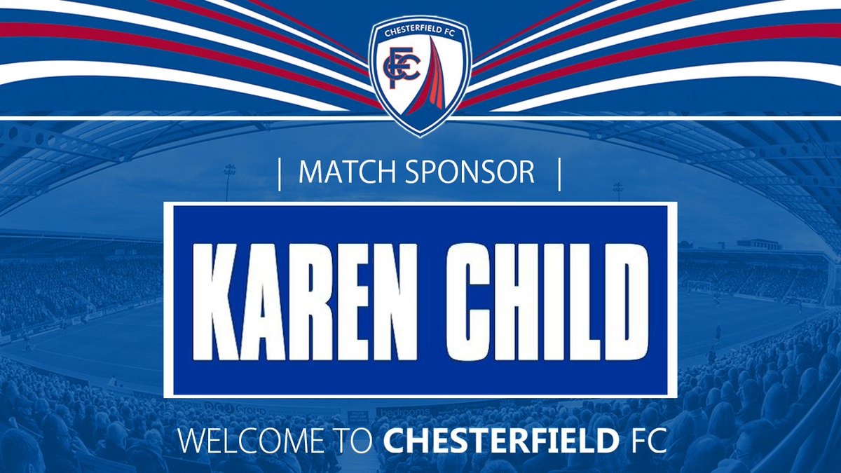 Looking forward to welcoming our match sponsor today, <a href="/xkaren73/">karen child</a> <a href="/ChesterfieldFC/">Chesterfield FC</a>