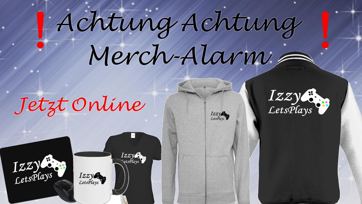 Mein kleiner feiner Merch Shop ist jetzt Online :) 

Ihr könnt aktuell fleißig mein Logo auf div. Sachen bestellen ^^ 

Irgendwann kommen noch andere Motive - sind aktuell in Planung :) 

Würd mich freuen wenn ihr mal dort vorbeischaut :)

getshirts.de/izzyletsplays