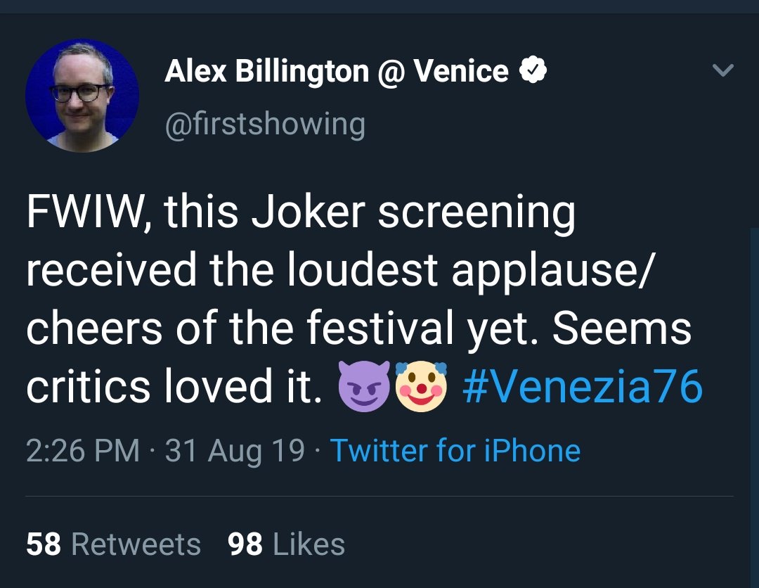 Today is the big day at the festival of #Venice76 JOKER DAY
the first press screening reactions are out (someone skipped embargo so full reactions will be out tonight).