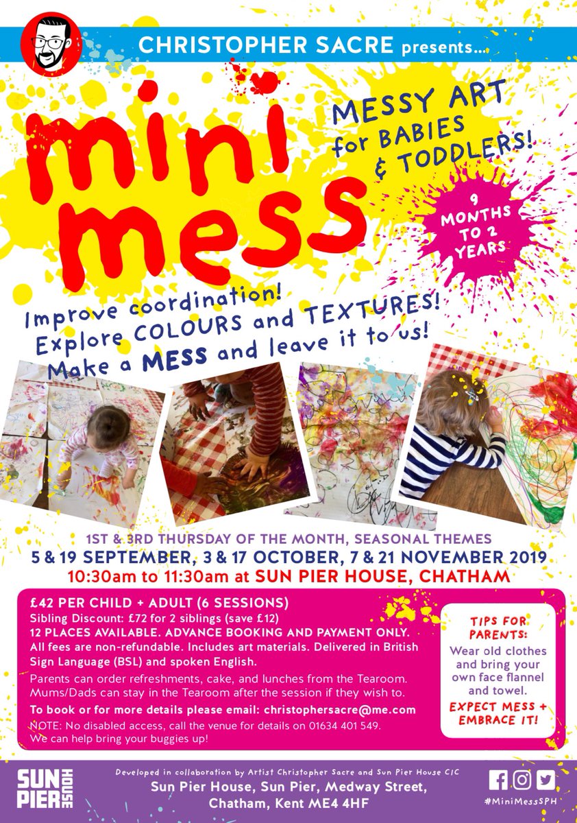 ccsacre's tweet photo. Only few spaces left - MINI MESS (six sessions) delivered in #BSL and spoken English for babies &amp; toddlers (9 mths to 2 yrs) @SunPierHouse starting on Thur 5th Sept! Booking essential please email: christophersacre@me.com &amp; RT, ta! #MiniMessSPH @SEEandCREATE https://t.co/AUXfhTqyzA