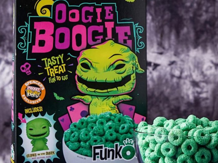 GothPin's tweet photo. The Nightmare Before Christmas cereal is coming soon and includes an Oogie Boogie figure! #halloween https://t.co/vcsZjOrd2w #goth https://t.co/QTf3maOjld