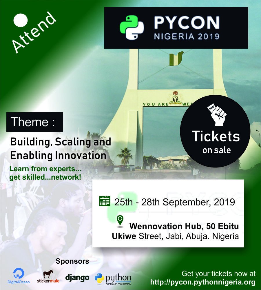 pyconnigeria's tweet image. We are making this year #PyconNG2019 accessible to everyone. Whether you are a student or working, we got you covered with our affordable tickets.
PyConNG is a diverse conference dedicated to providing an enjoyable experience to everyone.
Get yours here👉🏻 bit.ly/pyconNG19