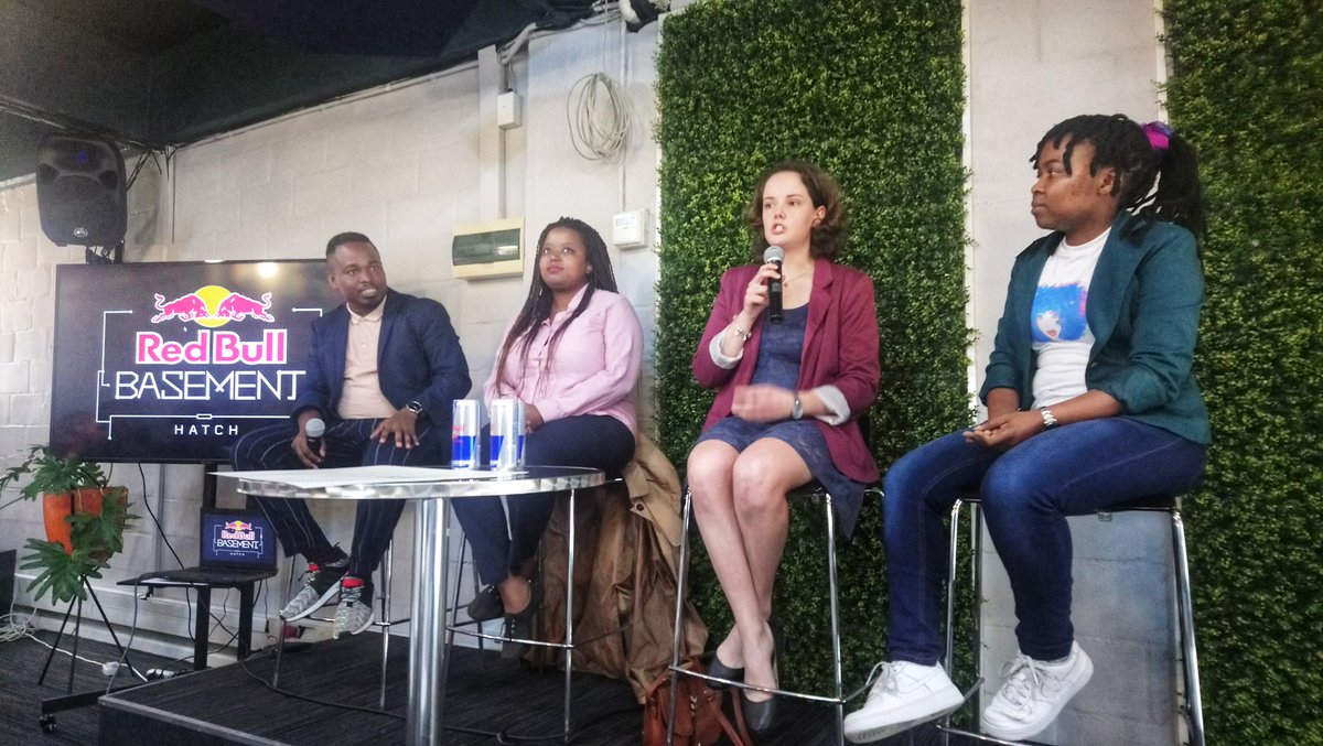 VDubese's tweet image. The Women in Technology panel is off to an incredible start facilitated by @SZondi at @redbullza &apos;s Basement Hatch including @TkeoiB who works with over 600 kids in Coding | #RedbullBasement