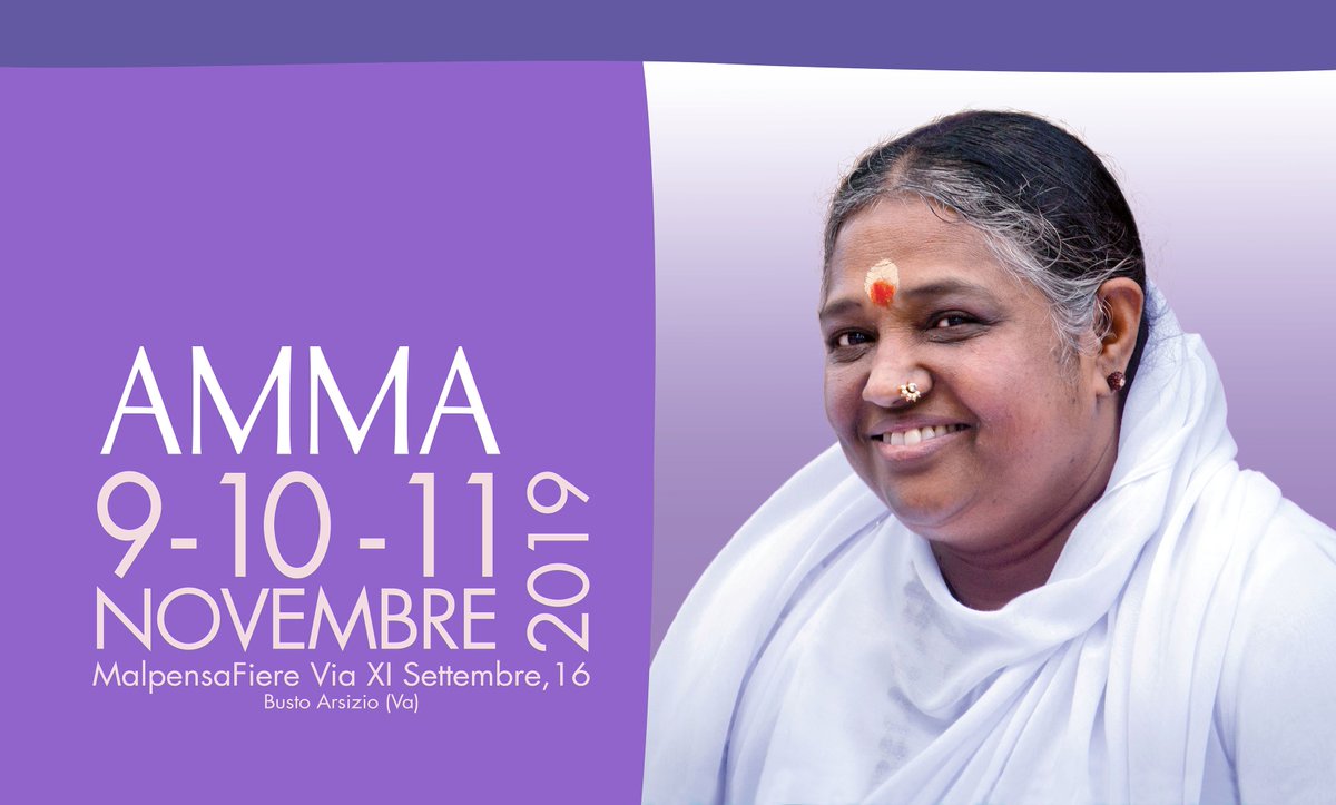 AmmaItalia's tweet photo. Amma sarà a MalpensaFiere, Busto Arsizio (VA) da sabato 9 a lunedì 11 novembre 2019
https://t.co/gbOLKnyB9D
#Programma2019 #ItaliaProgrAMMA2019 #AMMA2019 https://t.co/SVwqVlM5Qr