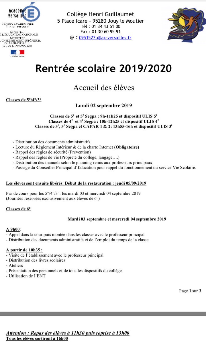 C’est bientôt la rentrée au collège Henri Guillaumet ! 
Après une prérentrée pour le personnel enseignant hier, la rentrée des élèves arrive à grand pas ! 
#réussitescolaire #climatscolaireserein #écoledelaconfiance