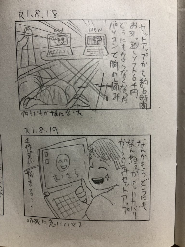 ここ数日の散々なパソコン関係の絵日記です。 