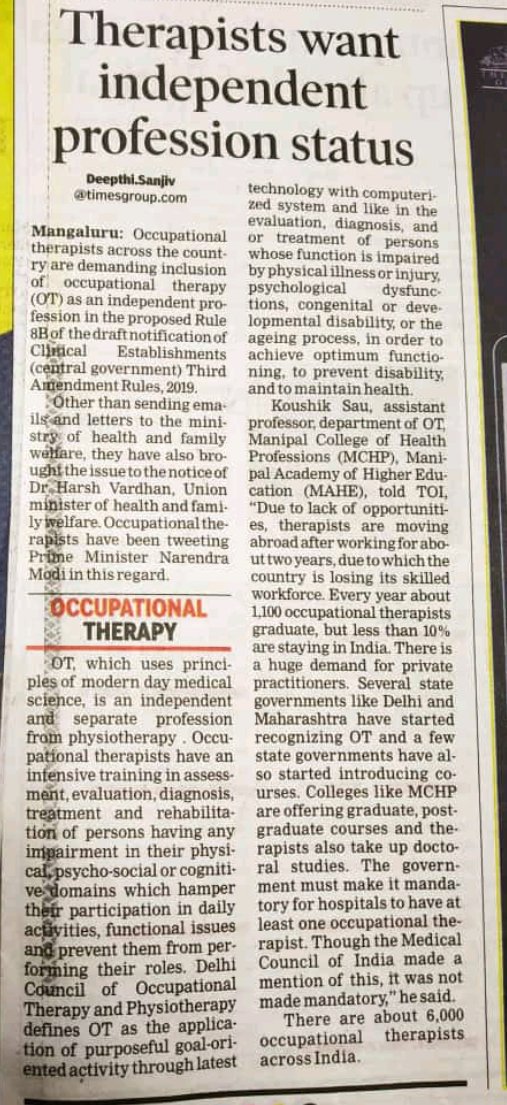 VIMALVI57829661's tweet photo. Include Occupational Therapy in Clinical Establishment Act @drharshvardhan @narendramodi @PMOIndia @thewfot https://t.co/bxd5lchP25