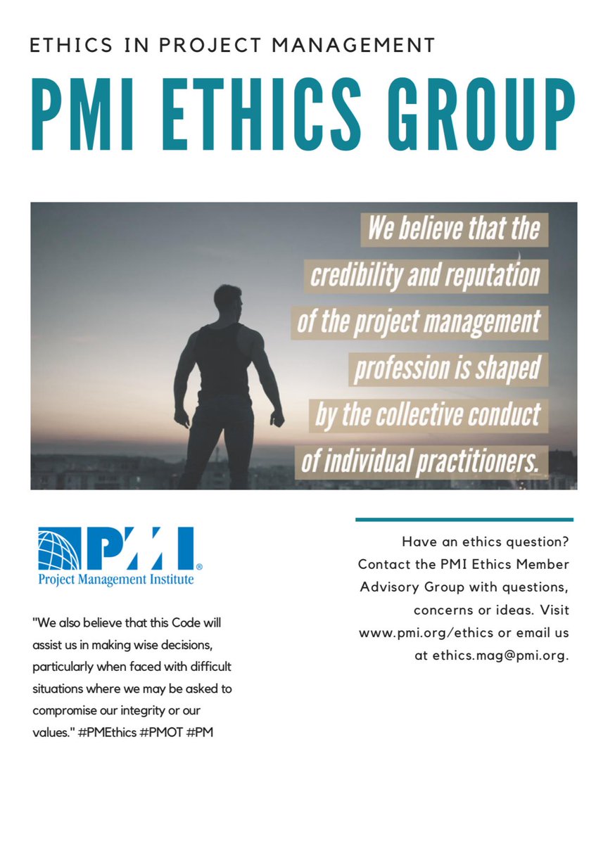 PMI_UK_Chapter's tweet photo. "We also believe that this Code will assist us in making wise decisions, particularly when faced with difficult situations where we may be asked to compromise our integrity or our values." #PMEthics #PMOT #PM https://t.co/cGq7jUy0jK