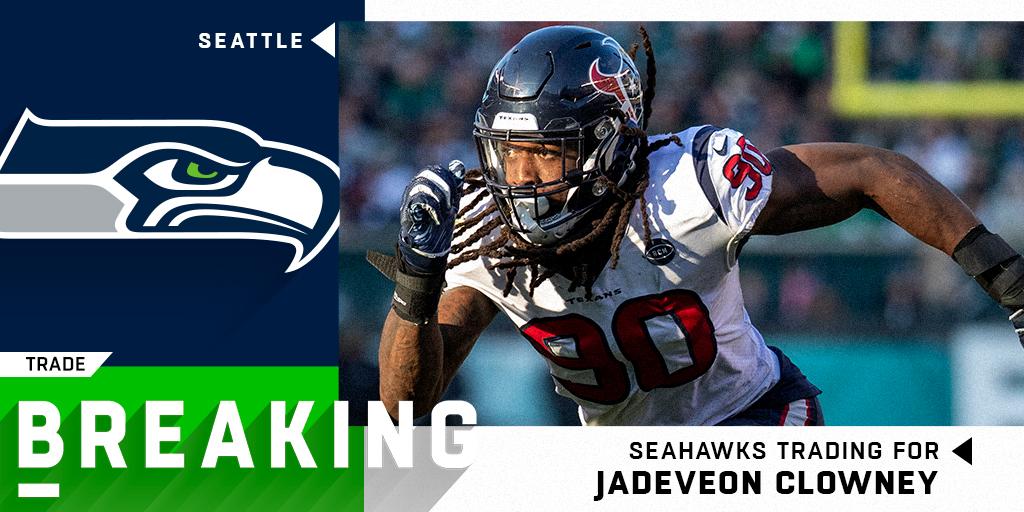 BREAKING: <a href="/Seahawks/">Seattle Seahawks</a> agree to acquire Jadeveon Clowney from the Houston Texans for a third-round pick, LB Jacob Martin, and pass-rusher Barkevious Mingo. (via <a href="/RapSheet/">Ian Rapoport</a>)