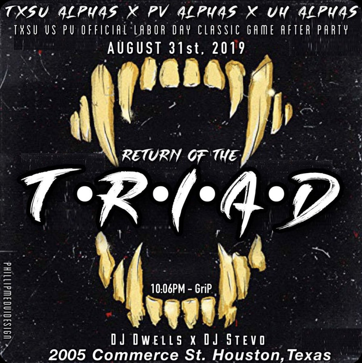 pvalphas's tweet photo. ‼️TODAY IS THE DAY‼️
The Official Labor Day After Party,
#ReturnOfTheTriad 🤙🏿❄️
2005 Commerce St, Houston, TX 77002
DON’T BE LATE 🗣 https://t.co/Frcz4XfCzC