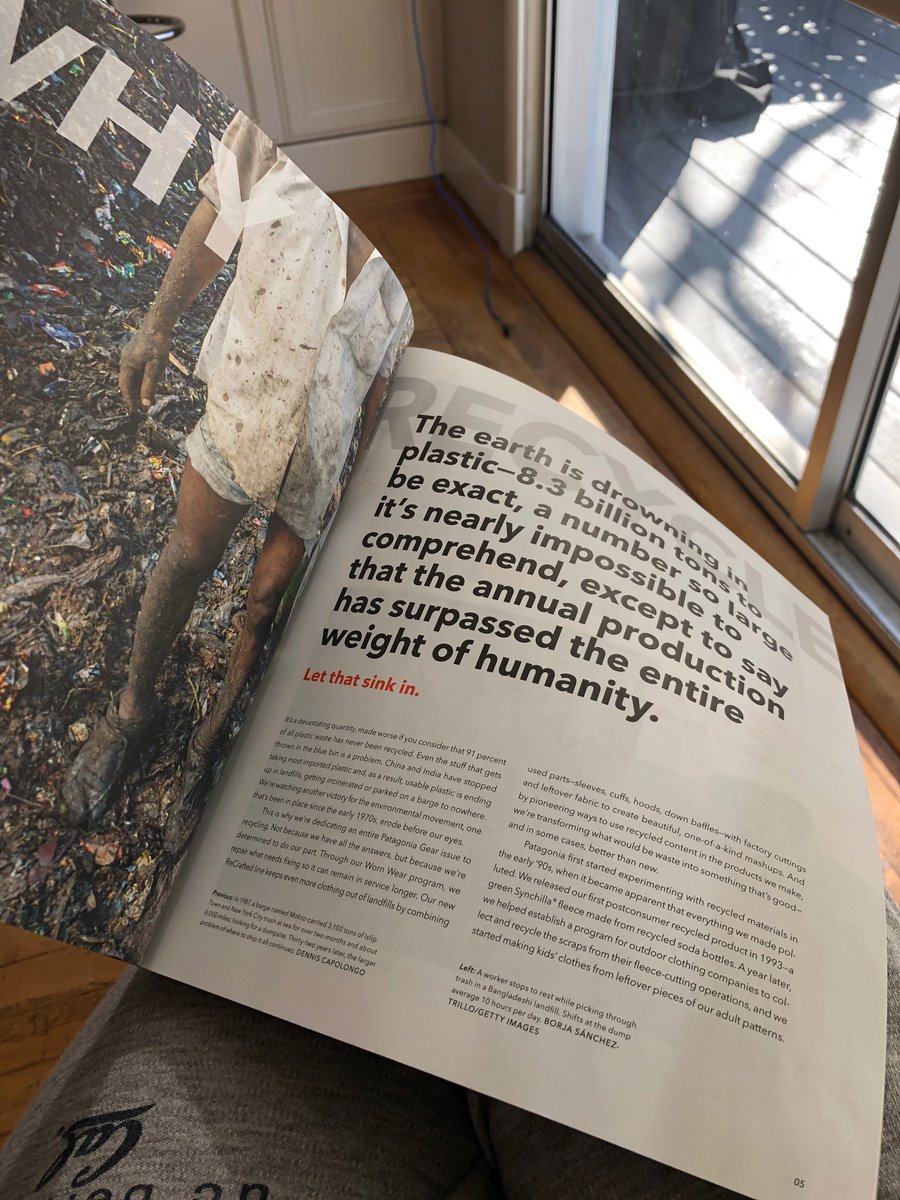 “The annual production of plastic has surpassed the entire weight of humanity” ...scale of the problem boggles the mind. Appreciate ⁦@patagonia⁩ for walking line between depression-inducing awareness and innovation-inspiring action for business as a #ForceForGood